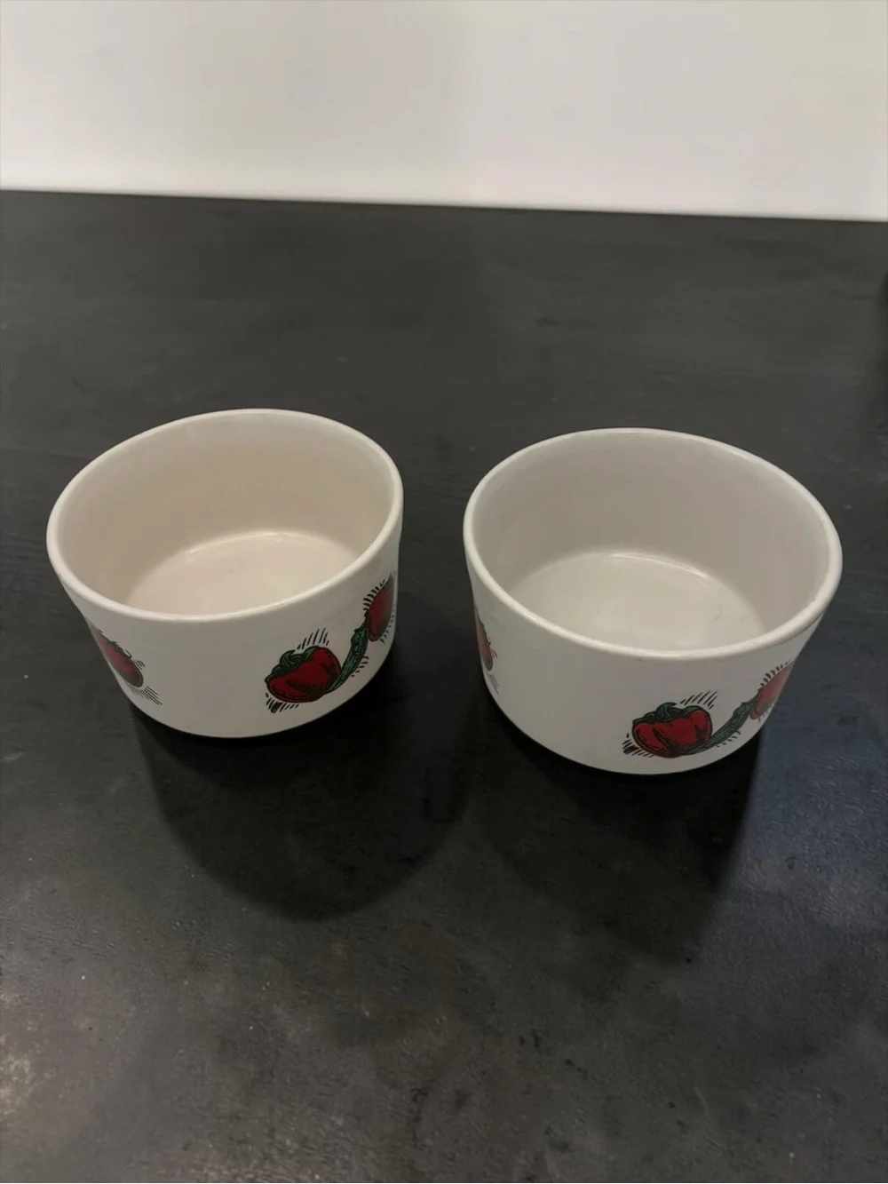 Vintage 90s Houston Foods Ceramic Ramekins Tidbit Set Of 2 Dish Dip Bowl Peppers